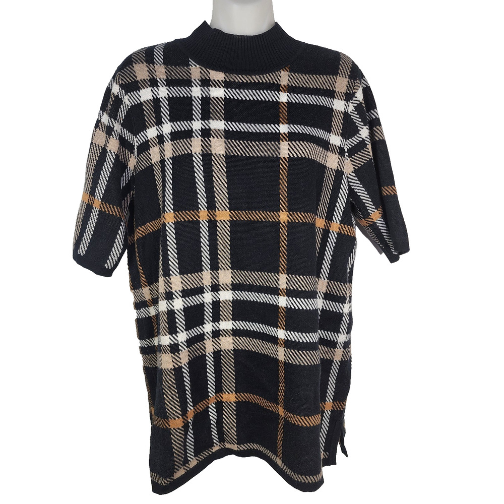 Isaac Mizrahi Live Sweater Women Medium Mockneck Jacquard Sweater Pullover Black